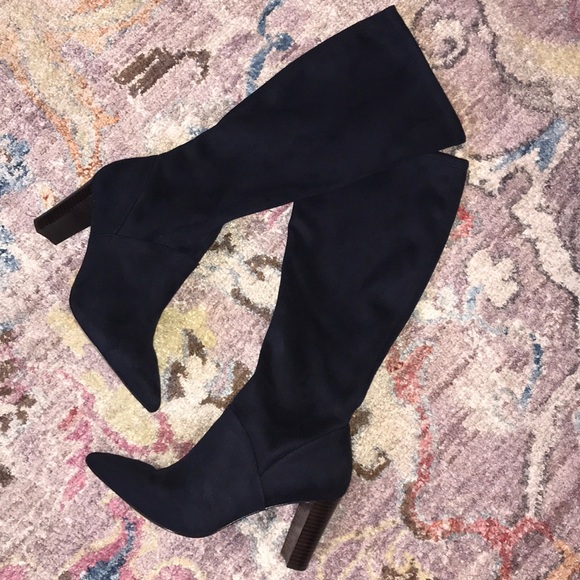 Boden Shoes - Boden Knee High Suede Boots - Navy